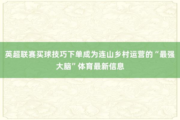 英超联赛买球技巧下单成为连山乡村运营的“最强大脑”体育最新信息