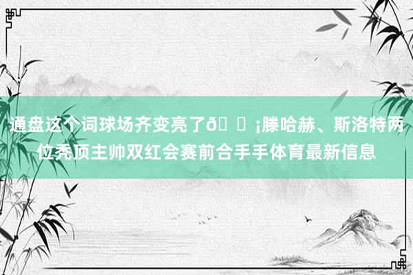 通盘这个词球场齐变亮了💡滕哈赫、斯洛特两位秃顶主帅双红会赛前合手手体育最新信息